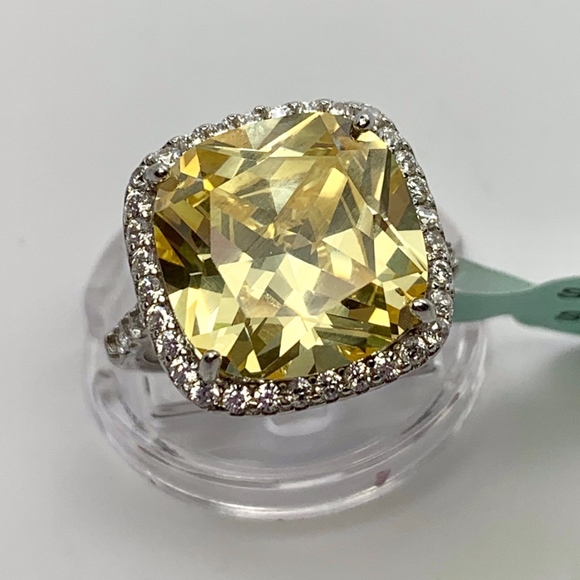 925 STERLING SILVER & YELLOW CZ COCKTAIL RING - Picture 6 of 8